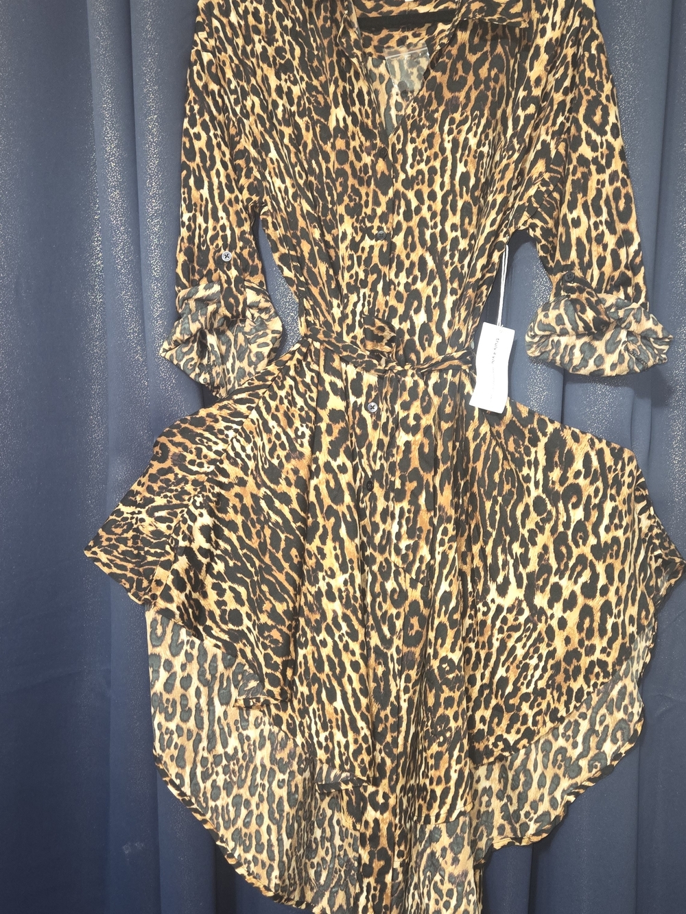 Leopard Print Maxi Shirt Dress - Brown & Black - Picture 8 of 8